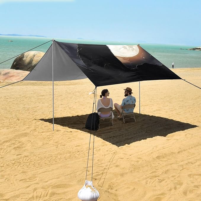 Black Cat MoonCamping Sun Shelters 9.2 x 10.5 FT Beach Canopy Tent Sun Shade with Carrying Bag for Camping Trips Fishing Backyard Fun or Picnics 21340555