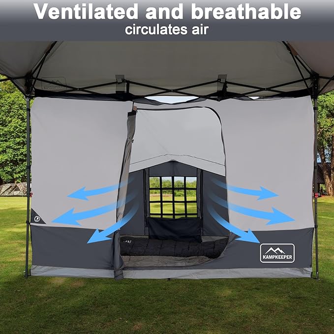 KAMPKEEPER 2 Person Canopy Side Tent Camping Tent for 10x10 Canopies Easy Up Cube Tents Gazebo Room with Mesh Window for Camping Storage Events(Canopy Not Included)