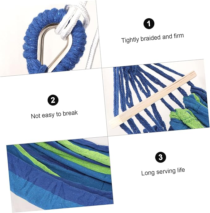 150kg Camping Hammock for Travel and Outdoor Use Double-Sized Striped Canvas Design for Beach Garden and Hiking Adventures