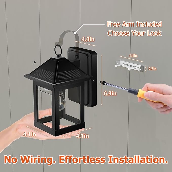 Solar Wall Lanterns Outdoor 2 Pack with E26 Bulb Dusk to Dawn Motion Sensor 3 Modes Waterproof Porch Wall Lights for Patio Fence Garage Front DoorEntryway