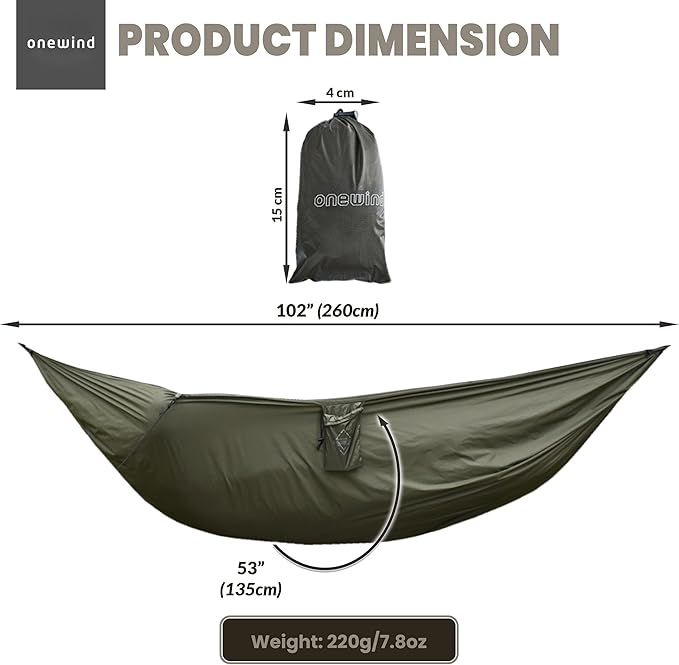 Onewind Premium Hammock Underquilt Protector Durable Protective Cover for Single and Double Hammock Winter Camping Backpacking and Travel OD Green