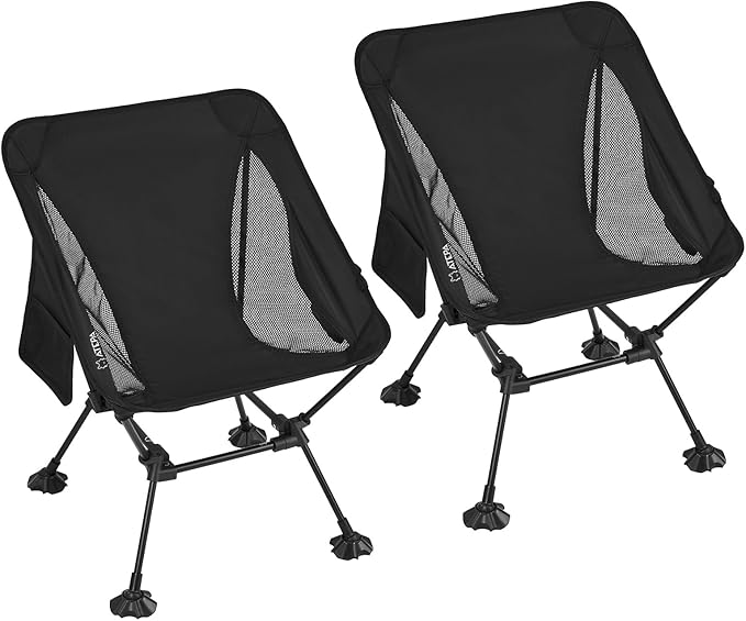 ATEPA Backpacking Chair Ultralight Folding Portable Small Camping Chairs for Adults Compact Foldable Beach Seat with Anti-Sinking Feet &amp Aluminum Frame for Outdoor Hiking Travel Fishing 2 Pack B