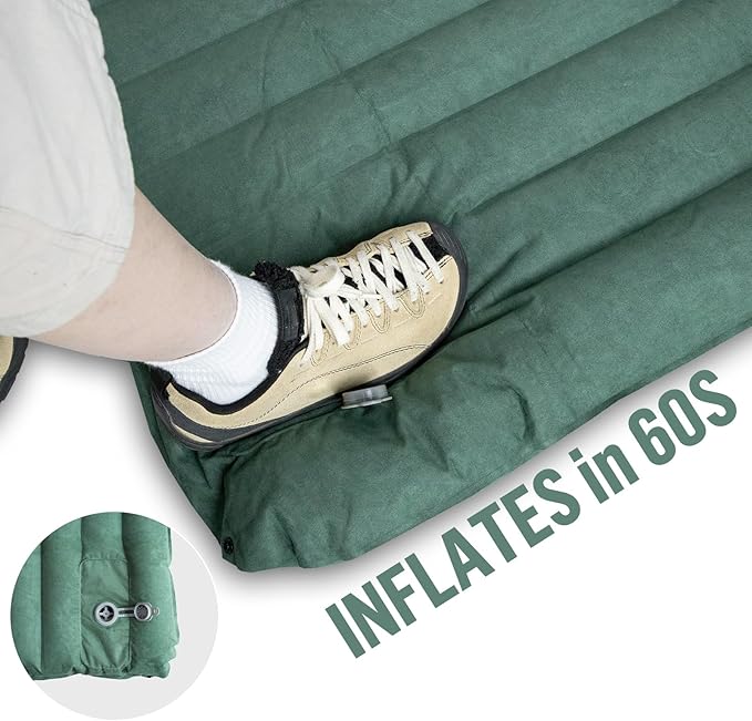 Night Cat Camping Sleeping Pad: Lightweight Backpacking Inflatable Sleeping Mat with Internal Pillow &amp Foot Pump