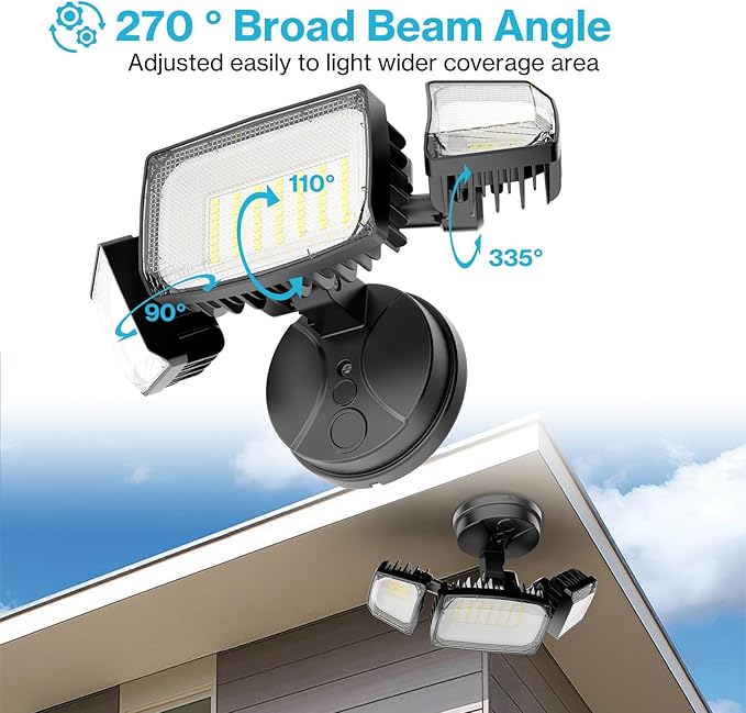 Olafus 80W Flood Lights Outdoor 2 Pack Switch Controlled LED Security Lights 8000LM 6500K Outside Floodlight IP65 Waterproof Exterior Light Fixture for House Yard Garage Wall/Eave Mount Black