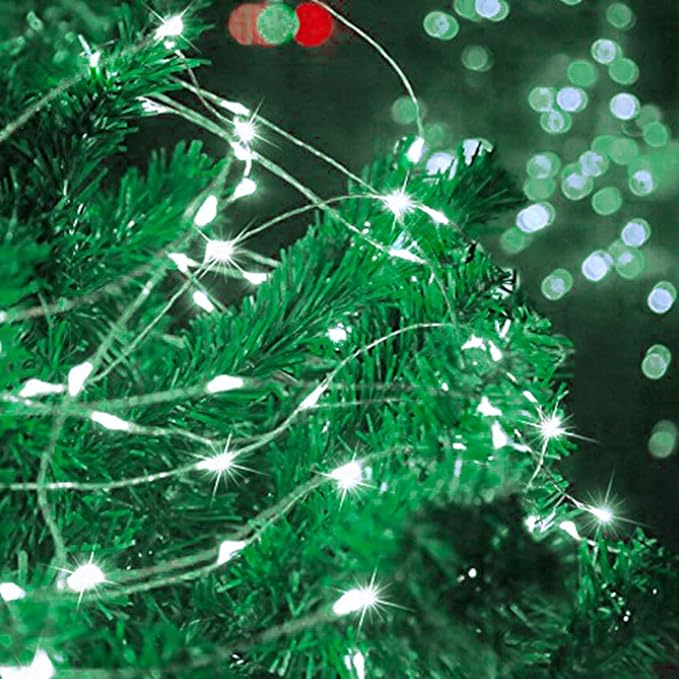 Decute 300LED 99FT Fairy String Lights Christmas Lights Silver Wire with Remote Firefly Starry Light for DIY Christmas Tree Costume Wedding Party Table Centerpiece Decor Cool White