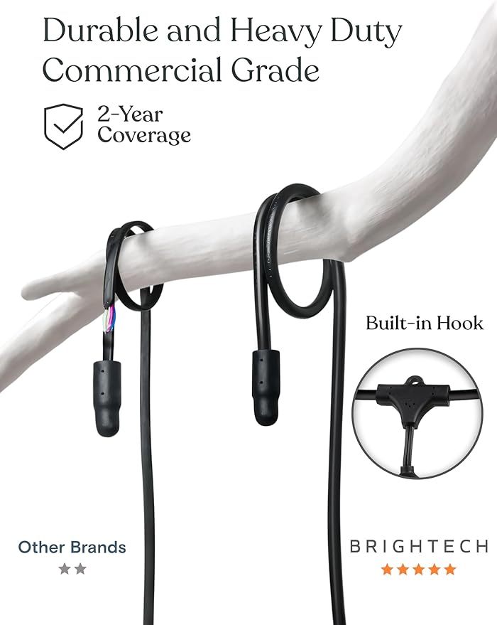 Brightech Solar String Lights with 48 Hanging Edison Bulbs and Brightness Controls with Remote 7W-104 3000K