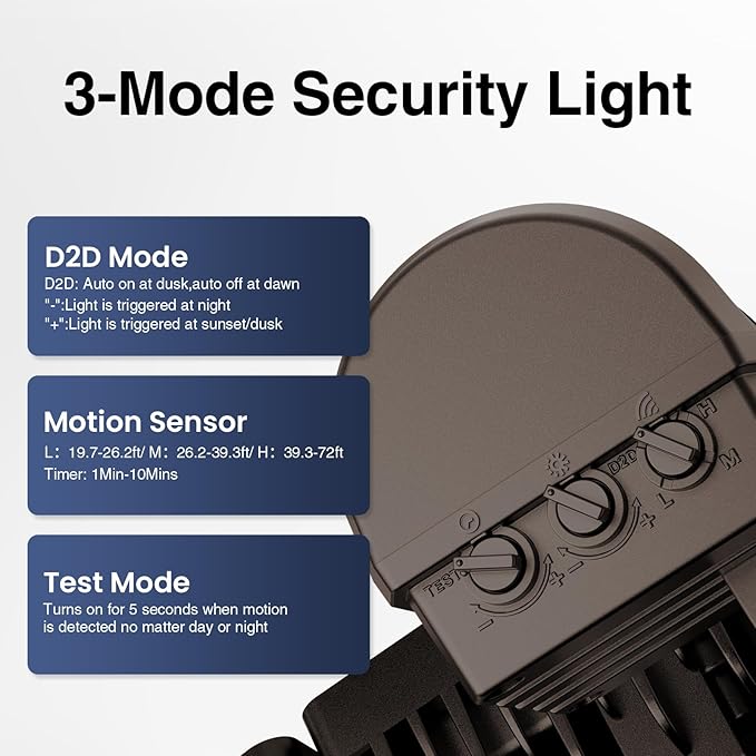 Onforu 75W LED Flood Light Motion Sensor Outdoor 7000lm Dusk to Dawn Flood Light Security Light with Three Head IP65 Waterproof Exterior Floodlight 6500k Wall Light for Entryway Stairs Yard Garage