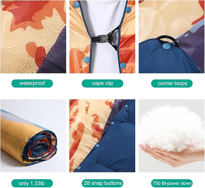 APSMILE Outdoor Down Blanket | Extra Warm &amp Puffy Camping Blanket | Water-Resistant Lightweight Packable Sleeping Quilt for Camp Travel Hiking Picnic Backpack (Canyon HD Printed 52x75)