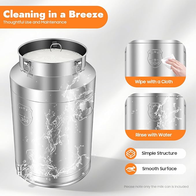 Stainless Steel Milk Can 76L/20.1Gal Metal Drink Dispenser Airtight Canister with Faucet &amp Lid Wine Oil Beverage Storage Container for Kitchen Restaurant Party W15.8*H25.2in