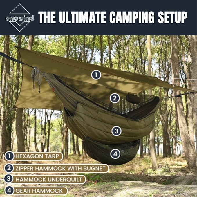 onewind Double Hammock Underquilt Warm Insulation Ultralight 3-4 Season Camping Quilt Portable for Hiking Backpacking
