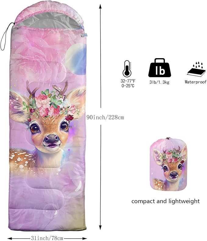 Sleeping Bag for Womens Girls Teens Waterproof Sleeping Bags Traveling and Outdoors Camping Gear Equipment