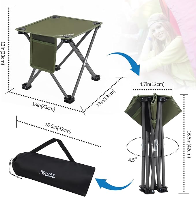 Roptat 2 Pack Camping StoolPortable Folding Compact Lightweight Stool Seat for Camping Fishing Hiking Gardening Outdoor Walking Backpacking Travelling and Beach with Carry Bag