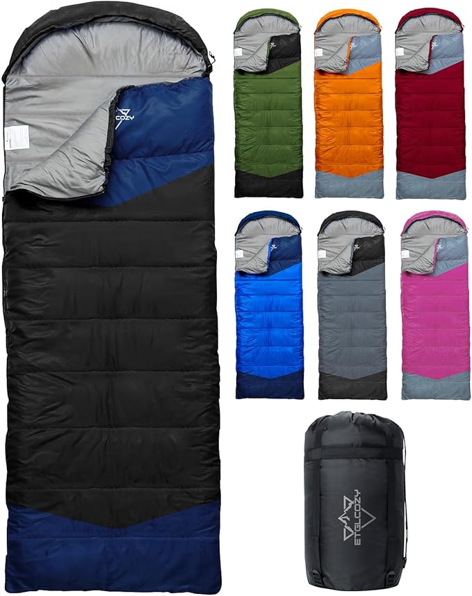 Lightweight 3-Season Sleeping Bag for Adults/Kids Camping Compact w/Compression Sack Waterproof Ripstop Portable for Backpacking Hiking Travel