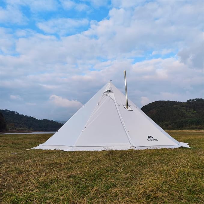 Tipi Hot Tent with Fire Retardant Stove Jack for Flue Pipes 5~8 Person Teepee Tents for Family Team Outdoor Backpacking Camping Hiking