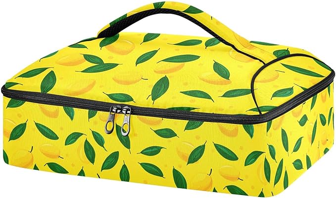 Casserole Carrier Yellow MangoInsulated Casserole Carrier for Hot or Cold Food Thermal Lunch Tote for Potluck Parties Picnic Beach Fits 9 x 13 Inches Baking Dish