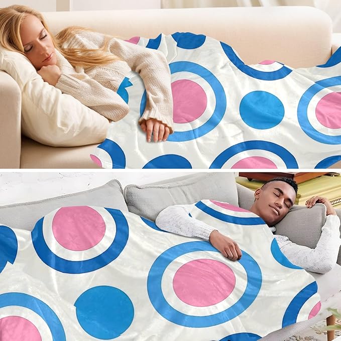 Throw Blankets For Women Trendy Polka Dot Peach Blue Bed Throw Blanket 50x70