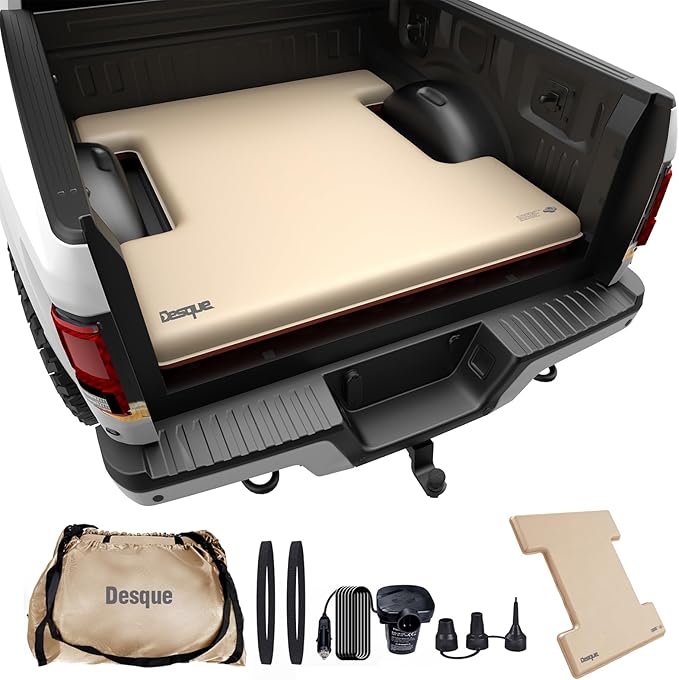 Truck Bed Mattress for 6-6.5Ft Self-Inflating Mat Full-Size Short Trucks Bed for Outdoor Camping Pickup Tent Accessories 12V Air Pump Carry Bag for Silverado RAM F Series Sierra Titan