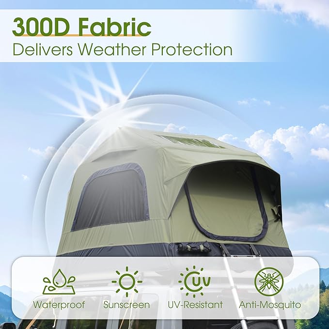 HOMEFUN Inflatable Rooftop Tent for Car Truck 2 Person Roof Tent with Waterproof 300D Fabric Windproof Design for Overlanding and Outdoor AdventureEasy to Set Up