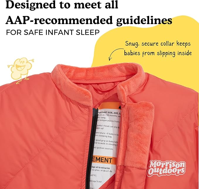 Morrison Outdoors Little Mo 40° Baby Sleeping Bag (6-18 Months) The Camping Sleeping Bag for Babies and Toddlers with Adjustable Open-and-Close Cuffs and Thick Lofty Insulation.