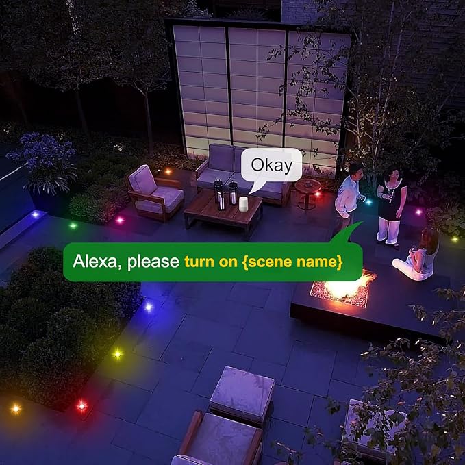 Sumaote LED Deck Lights Kit 6Pack 1.22 Low Voltage WiFi RGBW+IC Multicolor Dynamic Recessed Deck Lighting IP67 Waterproof 12V Step Lights for Garden Yard Path Stairs
