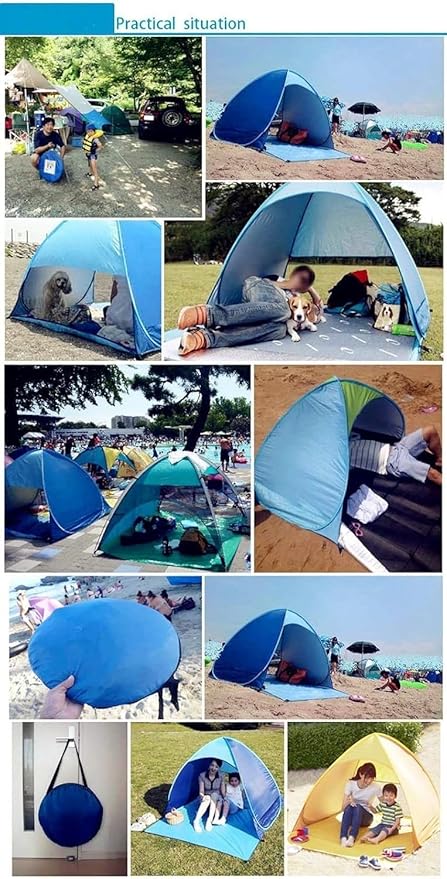 Pop Up Beach Tent UPF 50+ for UV Sun Protection Camping Tent Waterproof Beach Umbrella for Family Portable Sun Shades for Outdoor Patio Fishing PicnicPool Parties (Green)