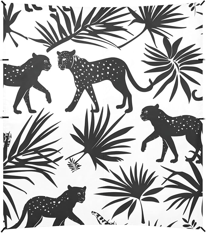 Abstract Silhouettes of Leopards Camping Sun Shelter Beach Tent Portable Beach Sun Shade Outdoor Canopy for Camping Trips Fishing Picnic