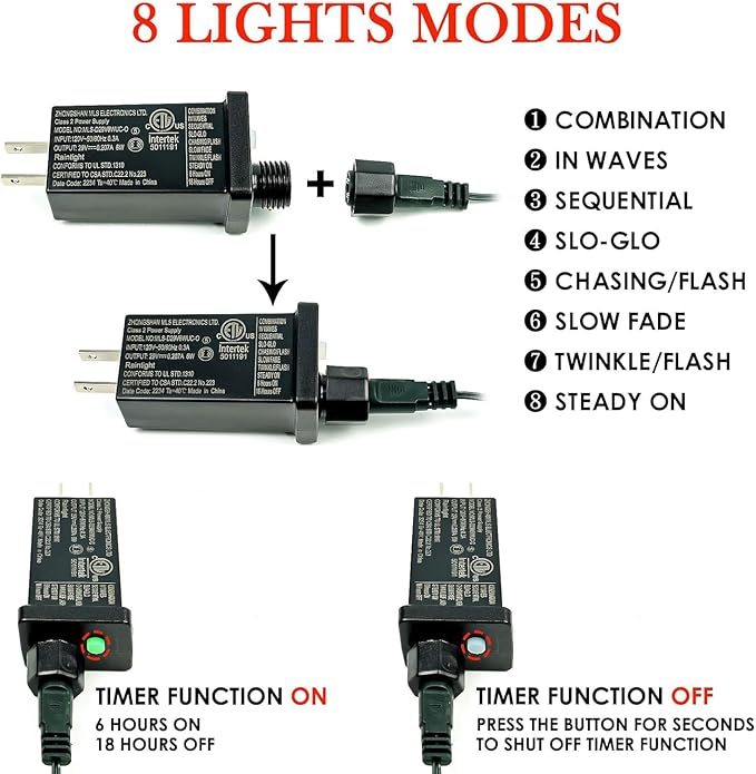 2-Pack Total 164FT 400LED Connectable Christmas Lights Outdoor Christmas String Lights Waterproof with 8 Modes &amp Timer Green Wire Twinkle Lights for Xmas Tree Decorations Outdoor Indoor Warm Wh