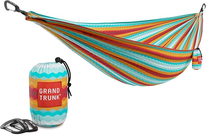 GRAND TRUNK TrunkTech Double Hammock | Ultra-Strong &amp Lightweight | 11 ft Hammock with Ripstop Nylon | 500 lb Capacity | Fast-Drying &amp Weather-Resistant | Horizon