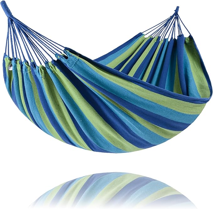 SUNCREAT Hammocks Outdoor Camping Double Hammock Hammock Replacement for Stand Blue &amp Green
