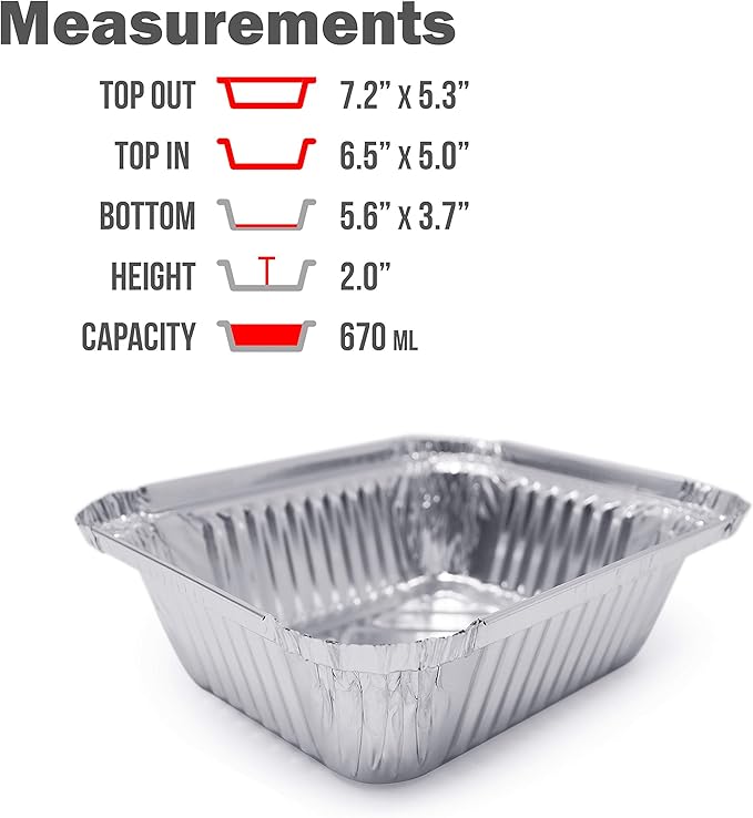 (480 Pack) Premium 1.5-LB Takeout Pans with Lids l Medium 7 x 5 x 2 l Heavy Duty Disposable Aluminum Foil for Catering Party Meal Prep Freezer Drip Pans BBQ Potluck Holidays