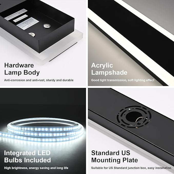24-Inch 2-Pack Outdoor LED Wall Sonce Waterproof IP65 Modern Wall Light Fixture with Build-in Integrated LED &amp 5 Color (3000K/3500K/4500K/5000K/6000K) for Front Door Garage House