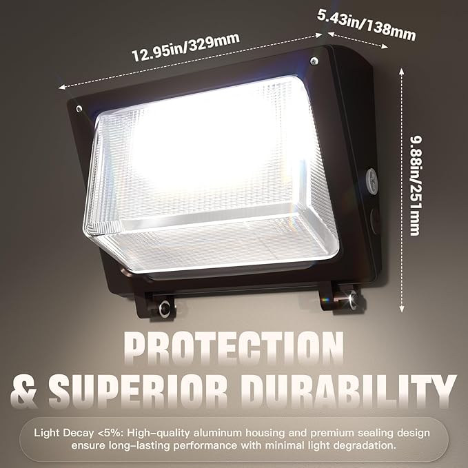 LED Wall Pack Light 120W/96W/72W with Dusk to Dawn Photocell18000LM 1000W HPS/HID Equiv.6000K/5000K/4000K Daylight Outdoor Security Lighting Commercial Wall Mount Lights for WarehouseYard - 4Pack