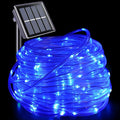 YEGUO Solar Christmas Light Outdoor Waterproof 66ft 200 LED Blue Rope Lights 8 Modes Tube String Lights in Clear Thin Tube