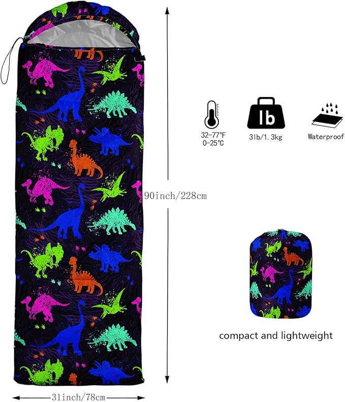 Space Astronaut Sleeping Bag for Boys KidsCute Space Rockets Lightweight Portable Compact with Compression SackMoon and Stars Clouds Camping Bag for Backpacking Travelling Outdoor Hiking