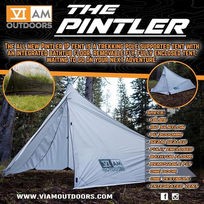 VIAM Outdoors | Floorless Shelters with Stove Jack | Lightweight Ultralight Backpacking Hiking Camping Hunting Fishing Shelter | with Guy Lines &amp Stakes