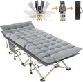 Folding Camping Cot for Adults Heavy Duty Sleeping Cots with Carry Bag Double Layer Oxford Portable Travel Camp Cots for Outdoor Camp Beach Home Office (Gold Frame with Gray Pad 1PACK)