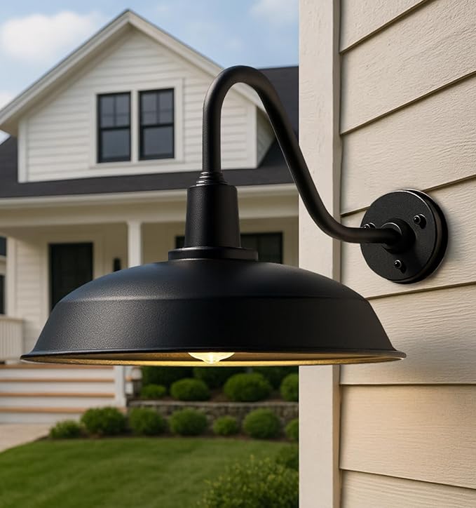 Extra Large 21 Outdoor Barn Gooseneck Light Rustic Modern Classic Farmhouse Porch Light for Barn Deck Driveway - 2 Pack