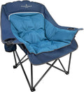 Black Sierra Oversized Camping Chair for Adults – 400 lb Heavy Duty Folding Chair with Cup Holders &amp Carry Bag