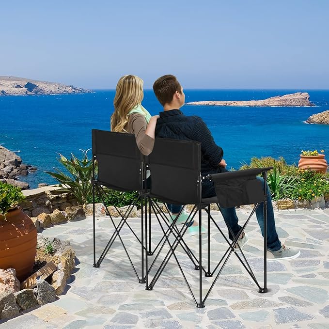 KOTEK Folding Beach Chair High Off Ground Portable Lawn Chair for Adults with Detachable Armrests Side Pocket &amp Carry Bag Camping Chair for Outdoor Hiking Travel Fishing Picnic &amp Conce