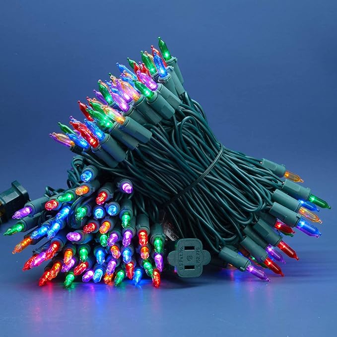 200 Count Multicolor LED Christmas Lights 66 ft Green Wire UL Certified Commercial Grade Holiday String Light Set (Multicolor)