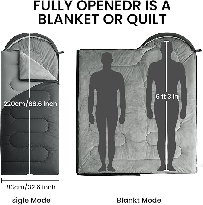 ASHOMELI Camping Sleeping Bags for Adults - 4 Season Warm &amp Cool Weather - Summer Spring Fall Winter Lightweight Waterproof Sleeping Bag for Camping Traveling Indoors and Outdoors