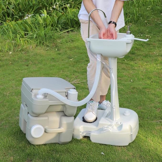 Fish Cleaning Table with Sink Faucet Portable Folding Table for Fishing &amp Camping Cook HDPE Top &amp Steel Frame Includes Garden Hose Hookup &amp Drain Hose for Easy Cleaning 46 L x 24 W x