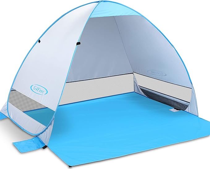 G4Free Large Pop up Beach Tent for 3-4 Person UPF 50+ Automatic Sun Shelter Canopy Portable Outdoor Cabana Sun Umbrella