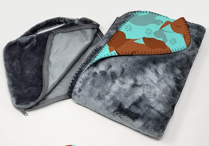 Caroline's Treasures MLM1048TBLT Red Dachshund Soft Travel Blanket with Bag Airplane Blanket Indoor Outdoor Camping Blanket for Traveling Picnics Beach Trips Concerts