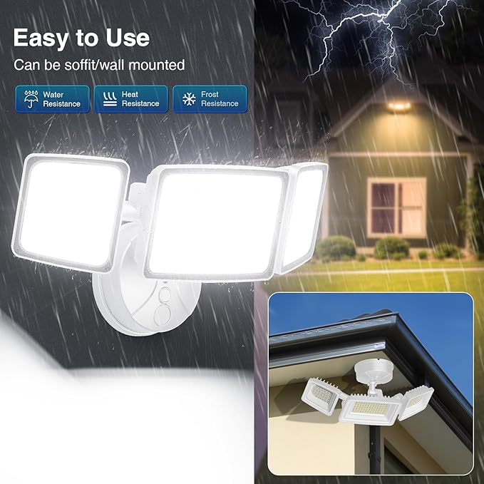 Onforu 100W Smart LED Security Flood Lights Outdoor 9000LM Brightness Adjustable WiFi Alexa Flood Light APP Control Tunable 2700K-6500K Exterior Floodlight with 3 Adjustable Heads for Yard Garage