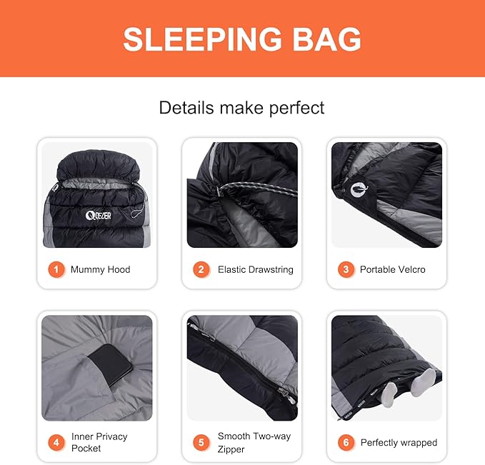 Ultralight Down Sleeping Bag for Adults - 600 Fill Power Cold Weather Backpacking Camping Hiking