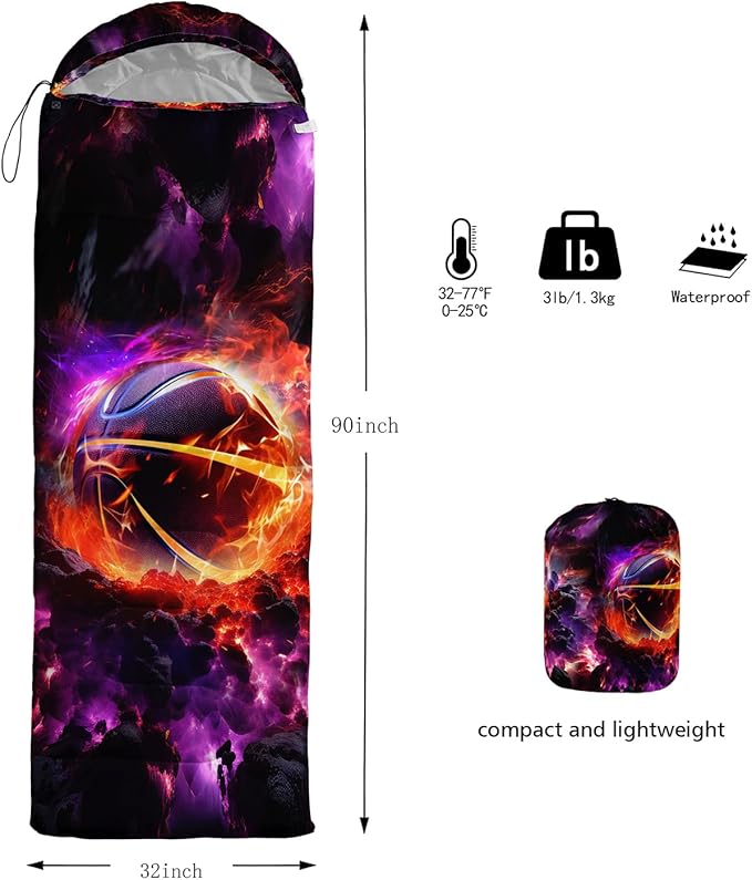 HOSIMA Dear Hunting Pattern Cold Weather Sleeping Bags for Kids AdultsBlack Light Weight Waterproof Sleeping Bags for Outdoors Hiking.