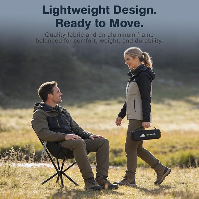 Lightweight Folding Camping Chair — Compact One-Piece Design Quick Setup Stable Aluminum Frame Portable Chair for Travel Hiking &amp Short Outdoor Breaks