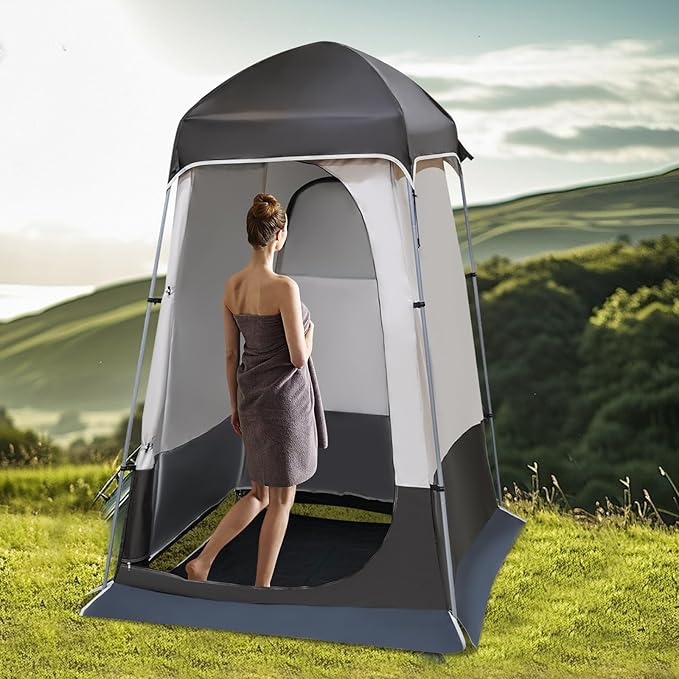 Outdoor Camping Privacy Shelter Shower Tent Portable Toilet Tent Changing Dressing Room Instant Privacy Shelters Outdoor Shower Enclosure for Hiking Beach Picnic Fishing (Coffee Color)