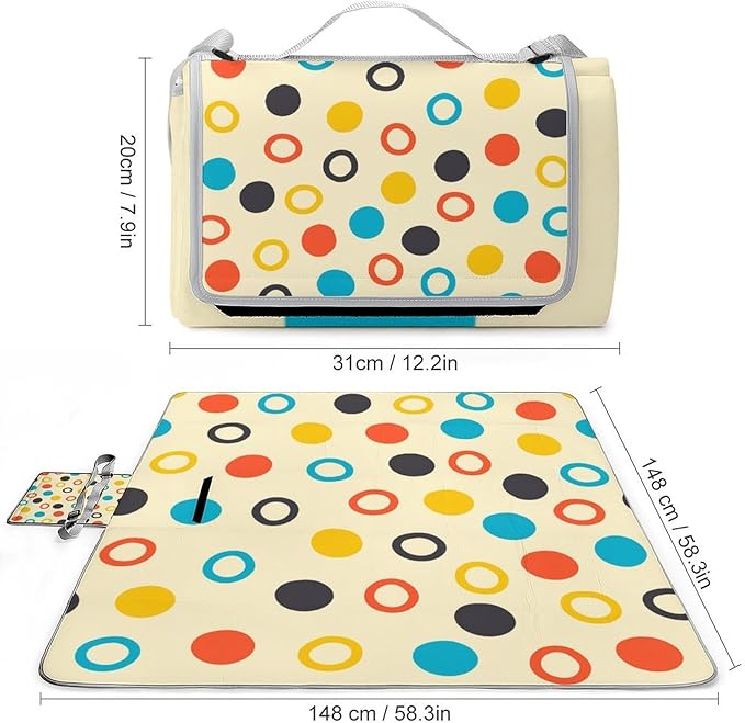 Modern Mid Century Seamless Abstract Pattern Waterproof Outdoor Picnic Blanket Sandproof Beach Mat for Camping Hiking Grass Travelling